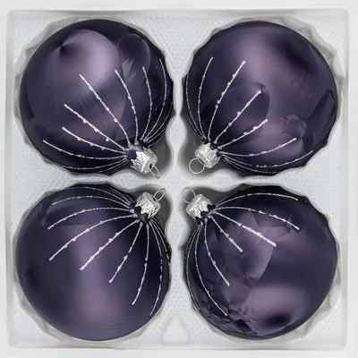 Produktbild von 4 tlg. Glas-Weihnachtskugeln Set 10cm Ø in ""Ice Graphit Silber" Regen