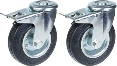 Immagine prodotto di 125 mm 5" con ruote in gomma, girevole con freno, portata 240 kg, set di 2