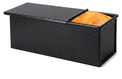 Productafbeelding van Broodvorm voor toast, met deksel, 32x12x11 cm, zwart, koolstofstaal