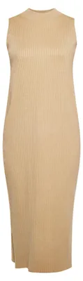Image de Robe sans manches pour femme, col roulé, couleur beige, taille XL