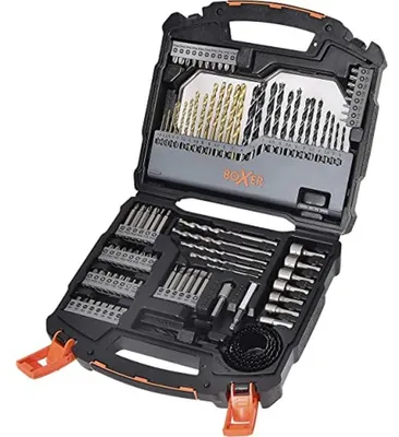 HSS-Bohrerset mit Bits, 99-teilig, schwarz, Sechskantschaft