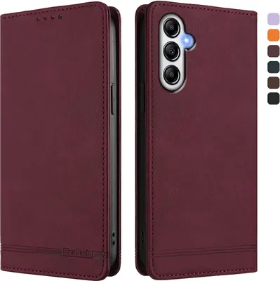 Obrázek produktu pro Pouzdro pro Samsung Galaxy A34 5G, retroPolyuretankožené flip pouzdro s stojánkem a přihrádkami na karty Červený