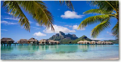 Produktbild von Tulup® Leinwandbild -100x50 cm - Wandkunst - Drucke auf Leinwand - Leinwanddruck  - Landschaften - Mehrfarbig - Palmen Bora Bora