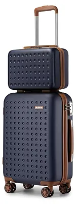 Zdjęcie produktu dla Zestaw bagażowy - kosmetyczka i bagaż podręczny - 33 cm i 51 cm - poliester - zamek szyfrowy TSA - ciche kółka obrotowe 360° - kolor niebieski