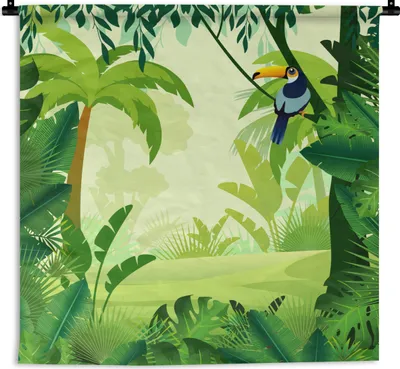 Produktbild von MuchoWow® Wandteppich Wandbehang Dschungel - Tukan - Vogel - Jungen - Mädchen - Kind 90x90 cm Tapisserie Dekoration Wandtuch - Wandaufhänger