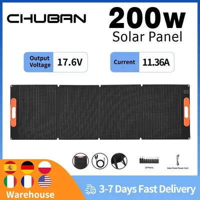 Immagine prodotto di Pannello solare portatile - 200W - 17,6V - Silicio monocristallino - Ideale per campeggio e alimentazione di emergenza