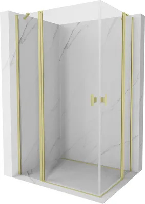 Produktbild von Mexen Mist Duo Schwingdusche 120 x 115 cm, transparent, gebürstetes Gold - 8A4-120-115-55-00