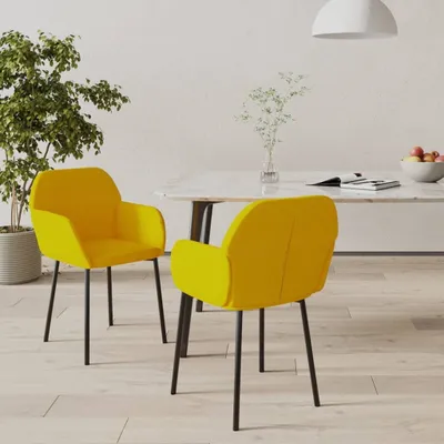 Image de vidaXL Chaise de salle à manger 2 pcs. Jaune velours