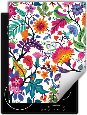 Produktbild von DarHaus Herdabdeckplatte Einteilig Küche Abdeckplatte für Glaskeramikkochfeld Abdeckung Induktionskochfeld Aufrollbare Matte 40x52 cm, bunt - Blumen