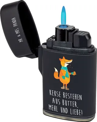 Produktbild von Mr. & Mrs. Panda sturmfeuerzeug Fuchs Keks - Schwarz - Geschenk, sturmfeuerzeuge, Gasfeuerzeug, Weihnachten, glücklich, Feuerzeug, Plätzchen, Weihnachtlich, anzünder