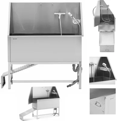 Zdjęcie produktu dla Wanna Groomerska Do Kąpieli Mycia Psów Zwierząt Z Rampą 122 X 56 X 142 Cm