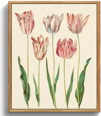 Zdjęcie produktu dla MHARTK66 Obraz na płótnie w kwiaty w stylu vintage 30x40cm z drewnianą ramą - dekoracja ścienna do salonu, sypialni, biura