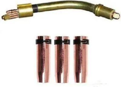 Produktbild von 1 x Brennerhals MB401 und 3 x Gasdüse / Gasdüsen konisch Schwanenhals steckbar