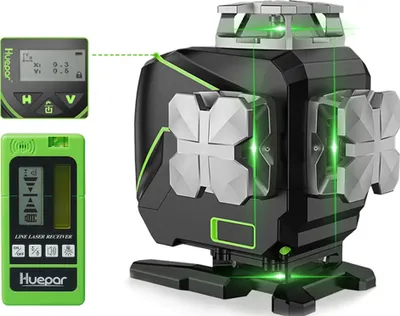 Obrázek produktu pro Křížový laser, 16 zelených laserových čar, podsvícený LCD displej, 16 čar