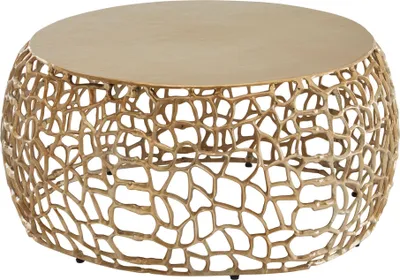 Produktbild von Couchtisch Metall Gold 66x66x30cm Rund Aluminium Ast-Struktur Modern