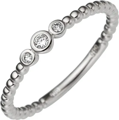 Produktbild von Gr. 60 Damen Ring zart 585 Gold Weißgold 3 Diamanten Brillanten 0,06ct. Weißgoldring