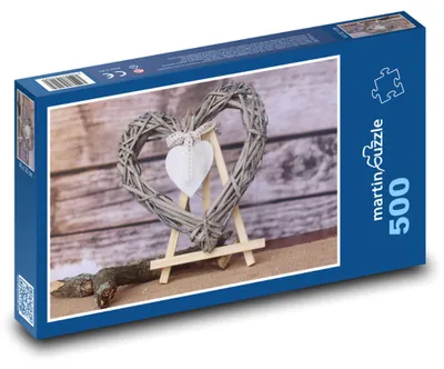 Produktbild von Puzzle 500 Holzherz auf Leinwand - martinpuzzle