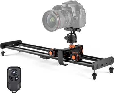Produktbild von Andoer Kamera Video Dolly Slider Kit mit 3-Rad Auto Dolly Car 3-fach verstellbar + 60 cm Schienenkamera Slider + flexibler Kugelkopfadapter mit drahtloser Fernbedienung fuer DSLR-Kamera-Camcorder