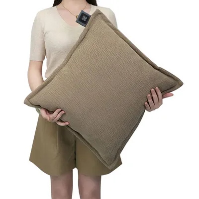Produktbild von USB Heizkissen 45×45 cm – 3-Stufen Temperaturregelung, Infrarot-Heizung, Weiches Plüschkissen für Büro & Zuhause, kompatibel mit Powerbank – Beige