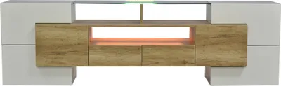 Produktbild von Merax TV-Schrank mit LED-Beleuchtung, Marmor und Glasplatten, Diverse Lagerräume