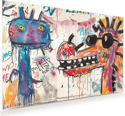 Produktbild von Glasbild 45x30cm in XXL für Wohnzimmer, Schlafzimmer Motiv Kreatives Graffiti