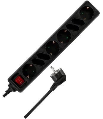 Zdjęcie produktu dla REV 512344555, 1,4 m, Wewnętrzna, 1,5 mm², Czarny, 6 x gniazdo sieciowe, 250 V