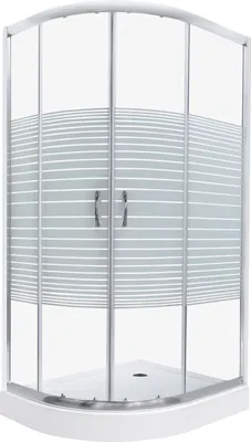 Produktbild von Kerra Madera 100x80 rechts Duschkabine mit Duschwanne, 4mm ESG Sicherheitsglas, transparent mit weißen Streifen