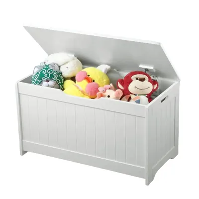 Produktbild von Ginger Home Kinder Holz Spielzeugkiste mit Sitzbank und Stauraum - Weiß, Kinderregal