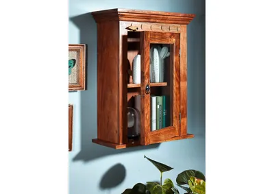 Produktbild von MASSIVMOEBEL24 Hängevitrine Akazie 52x24x69 nougat lackiert OXFORD #1002