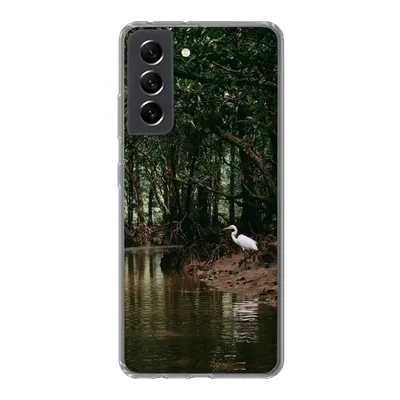 Produktbild von MuchoWow® Handyhülle Schutzhülle Hülle für Samsung Galaxy S21 FE Reiher - Wald - See Silikon Softcase Handy Hülle - Mobiltelefonhülle