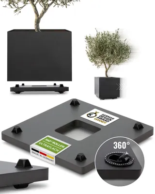 Produktbild von PFLANZWERK® Pflanzenroller 38x38cm Pflanzkübel Blumentopf Ultraflacher Designer Untersetzer Blumenkübel Gefäßroller - Outdoor & Indoor - Design Award®