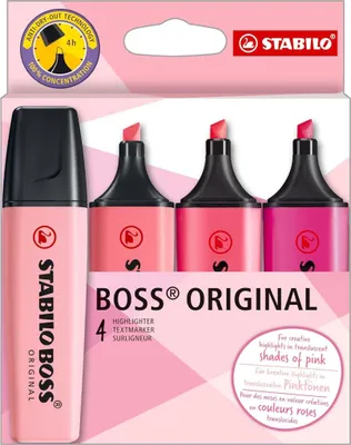 Immagine prodotto di STABILO BOSS ORIGINAL evidenziatore 4 pz Punta smussata Rosa