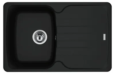 Produktbild von FRANKE Spüle ANTEA AZG 611-78 in BLACK MATT mit Excenterbedienung Drehknopf Chrom / Ausschnittmaß 760 x 480 mm R27 / Granitspüle