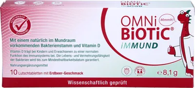 Produktbild von OMNi-BiOTiC iMMUND Lutschtabletten mit Erdbeer-Geschmack trägt zu einer normalen Funktion des Immunsystems bei, 10 St. Tabletten