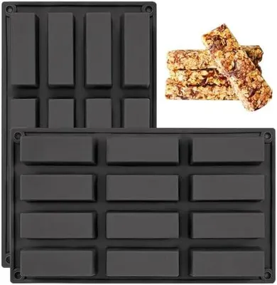 Produktbild von 2 Stück Müsliriegel Backform Silikon, 12 Mulden Rechteckige Seifenform, Antihaft-BPA frei Schokoladenform und spülmaschinenfest, 29.5 x 17 x 3cm (Schwarz)