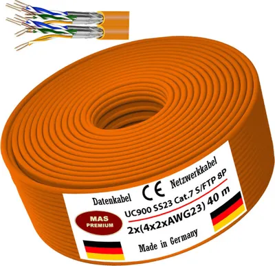 Produktbild von 40m CAT7 Duplex UC900SS23 Daten-Netzwerk-Verlege-Kommunikationskabel Halogenfrei