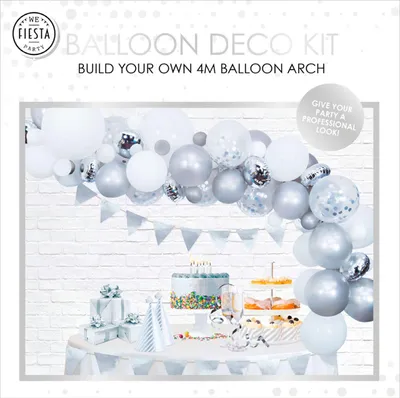 Produktbild von Globos Ballonbogen Set Silber - Partydeko Komplettset