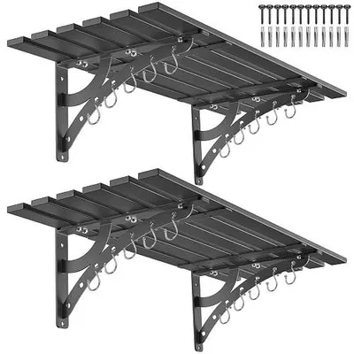 Zdjęcie produktu dla Półka garażowa metalowa ścienna do narzędzi 2 szt zestaw czarna