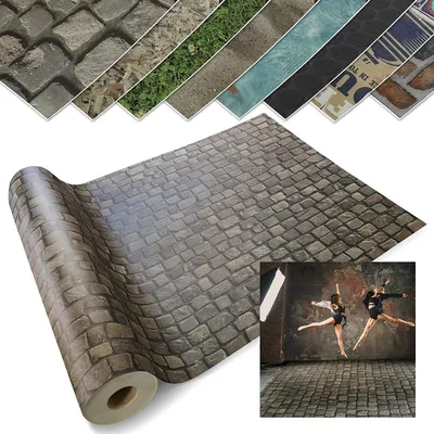 Zdjęcie produktu dla podłoga 3D CV Cobble wyjątkowo odporna na ścieranie wykładzina PCV z nadrukiem fotograficznym kostka brukowa 200x400 cm
