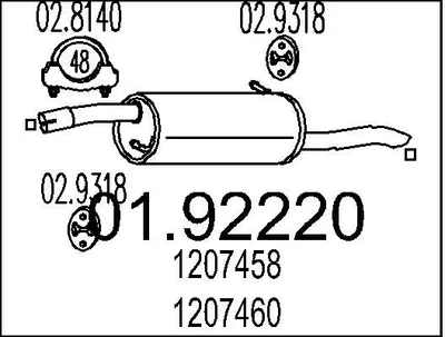 Produktbild von MTS 01.92220 Endschalldämpfer für FORD FUSION (JU) Auspuff