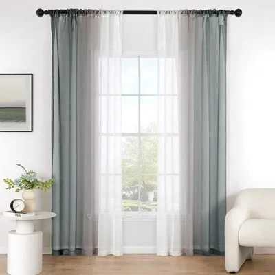 Obrázek produktu pro Ibenzoa® Transparentní závěsy do obývacího pokoje, sada 2 kusů – Dvoubarevný design s přechodem barev, rozměry 140 x 245 cm, měkký polyester, propouští světlo