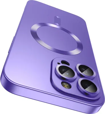 Immagine prodotto di Custodia magnetica per iPhone 16 Pro, custodia protettiva in silicone opaco con protezione dell'obiettivo, compatibile con MagSafe Purple