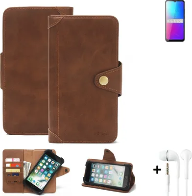 Produktbild von K-S-Trade Handyhülle Schutzhülle kompatibel mit Blackview BV5100 Pro  Walletcase Bookstyle Schutz Case Hülle Wallet Flipcase Cover PolyurethanBraun inkl.