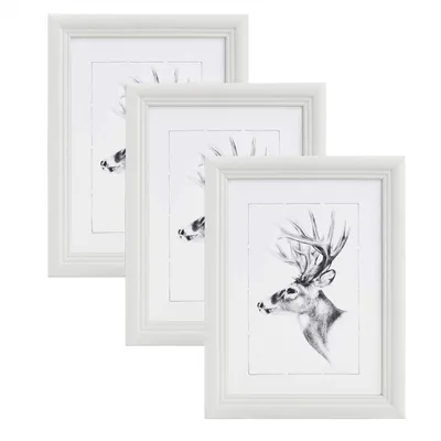 Image de Ensemble de 5 cadres photo en bois avec verre véritable, dimensions 13x18 cm, couleur blanche