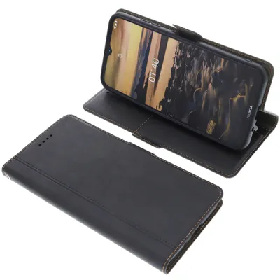 Produktbild von foto-kontor Tasche kompatibel mit Nokia 1.4 Book Style schwarz Schutz Hülle Buch