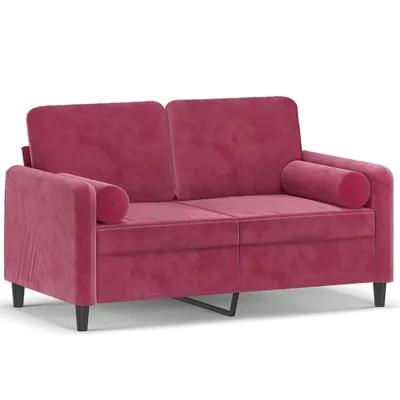 Produktbild von vidaXL 2-Sitzer-Sofa mit Zierkissen Weinrot 120 cm Samt