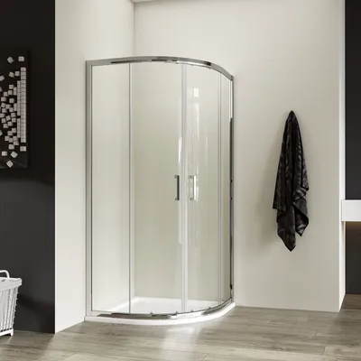 Produktbild von Heilmetz Duschkabine Runddusche Schiebetür 90x90x195cm Eckeinstieg Duschkabine Schwarz Aluminium-Metallrahmen