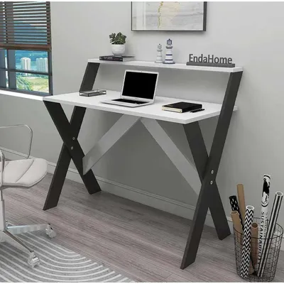 Obrázok produktu pre Skye Decor, kvalitný písací stôl (3 časti), antracitová farba a biela, 100% melamín | 1001