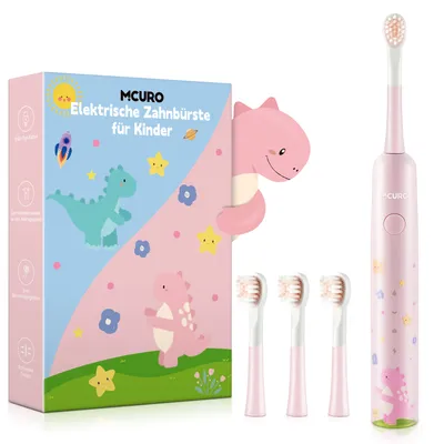 Produktbild von MCURO Elektrische Zahnbürste Kinder ab 6, Kinderzahnbürste mit Smart Timer, 3 Weiche Ersatzbürstenköpfe, 3 Putzmodi, IPX7 Wasserdicht, Rosa