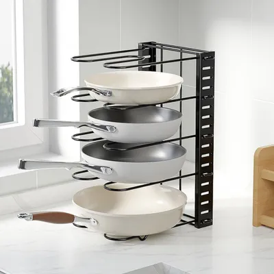 Image de Support de casserole réglable - Solution de rangement multifonctionnelle pour la cuisine